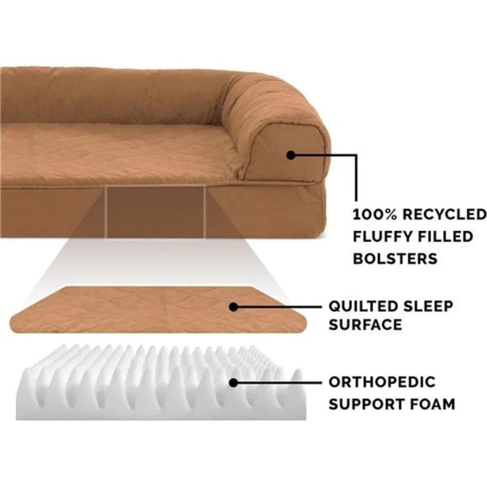 Orthopedic Dog Bed w/ Removable Bolsters & Washable Cover, Toasted Brown, Large